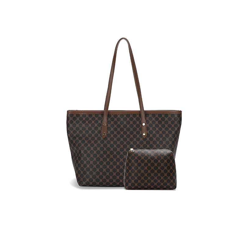 Large capacity mother-and-child bag, shoulder bag, printed plaid tote bag, high-end handbag