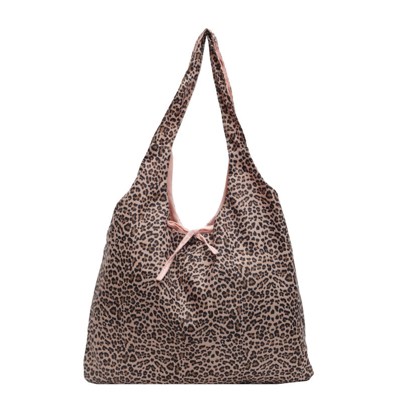 Leopard print tote bag women's large capacity lightweight versatile shopping bag shoulder bag