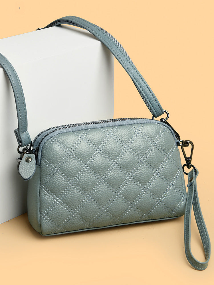 Genuine leather women's bag high-grade diamond-shaped ladies shoulder bag new style first layer cowhide crossbody bag handbag