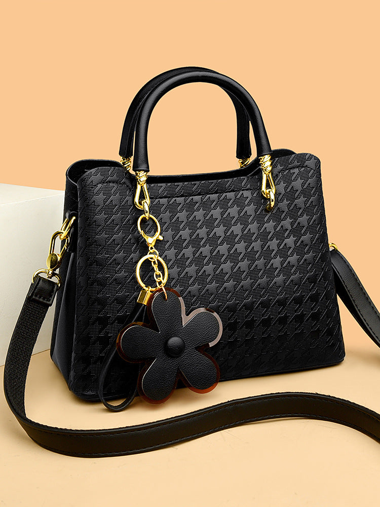 Fashion houndstooth flower handbag large capacity shoulder crossbody bag