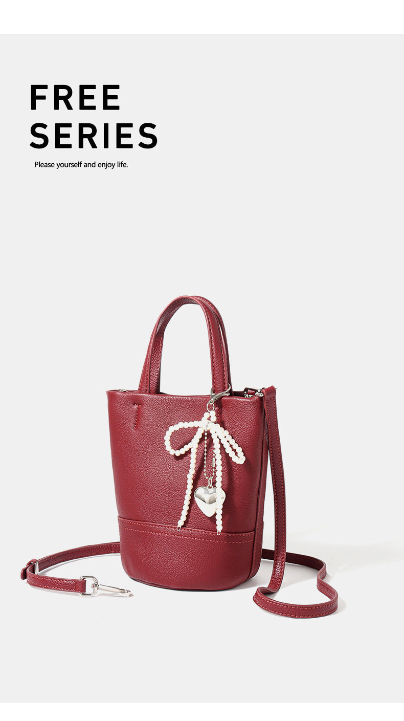 Versatile retro messenger bag genuine leather single shoulder top layer cowhide handbag mini bag