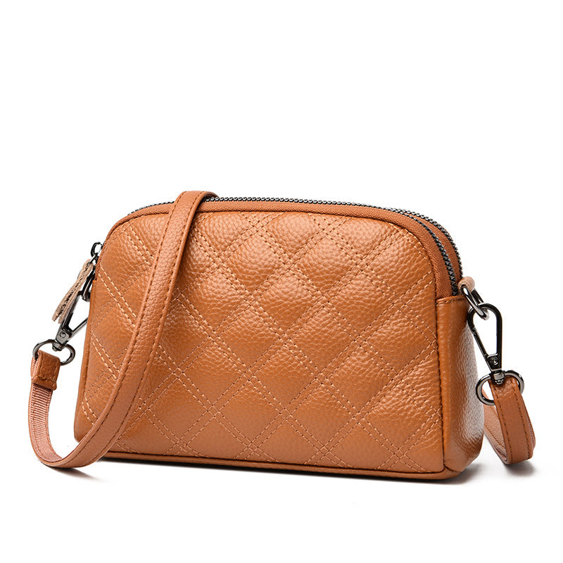 Genuine leather women's bag high-grade diamond-shaped ladies shoulder bag new style first layer cowhide crossbody bag handbag