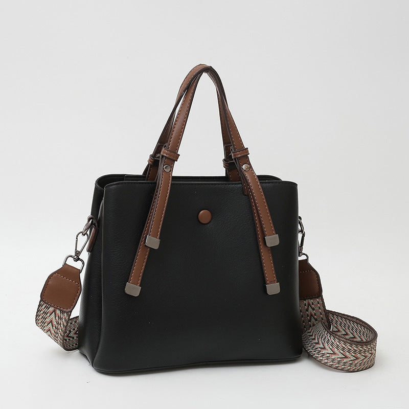 Retro high-quality tote handbag for women, simple and fashionable, large-capacity commuting shoulder messenger bag