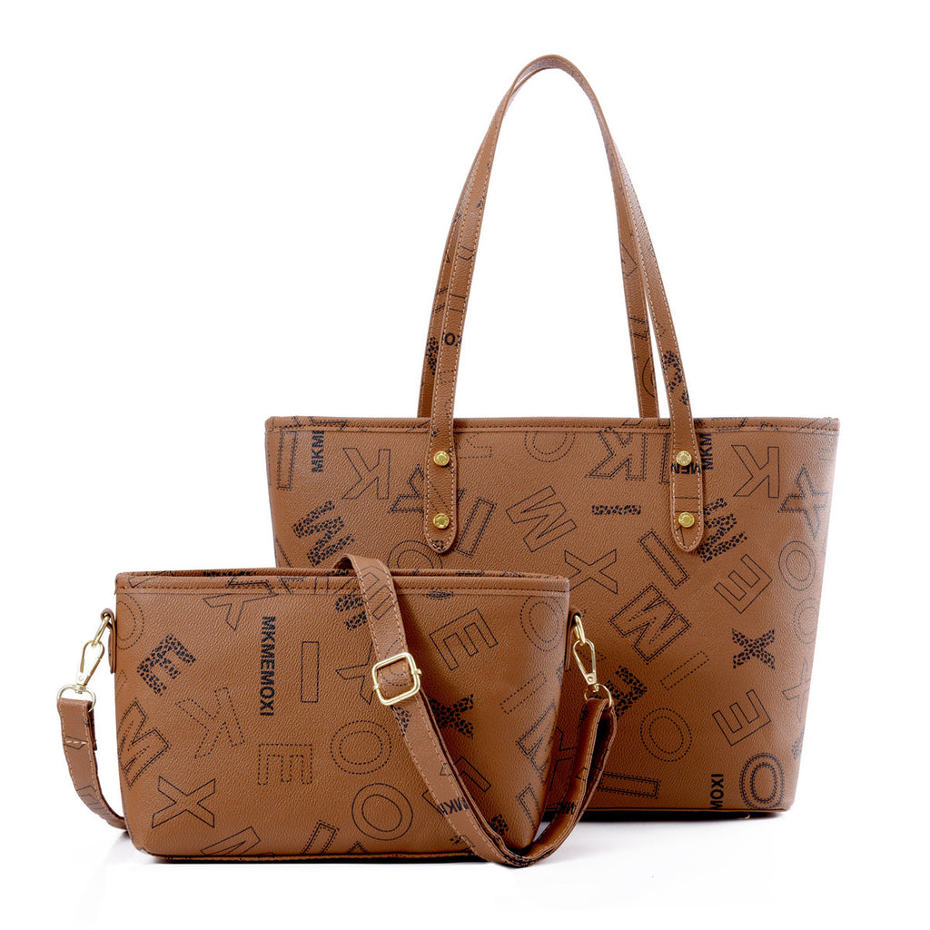 Printed mother-and-child bag two-piece set tote bag plaid large bag shoulder crossbody bag handbag