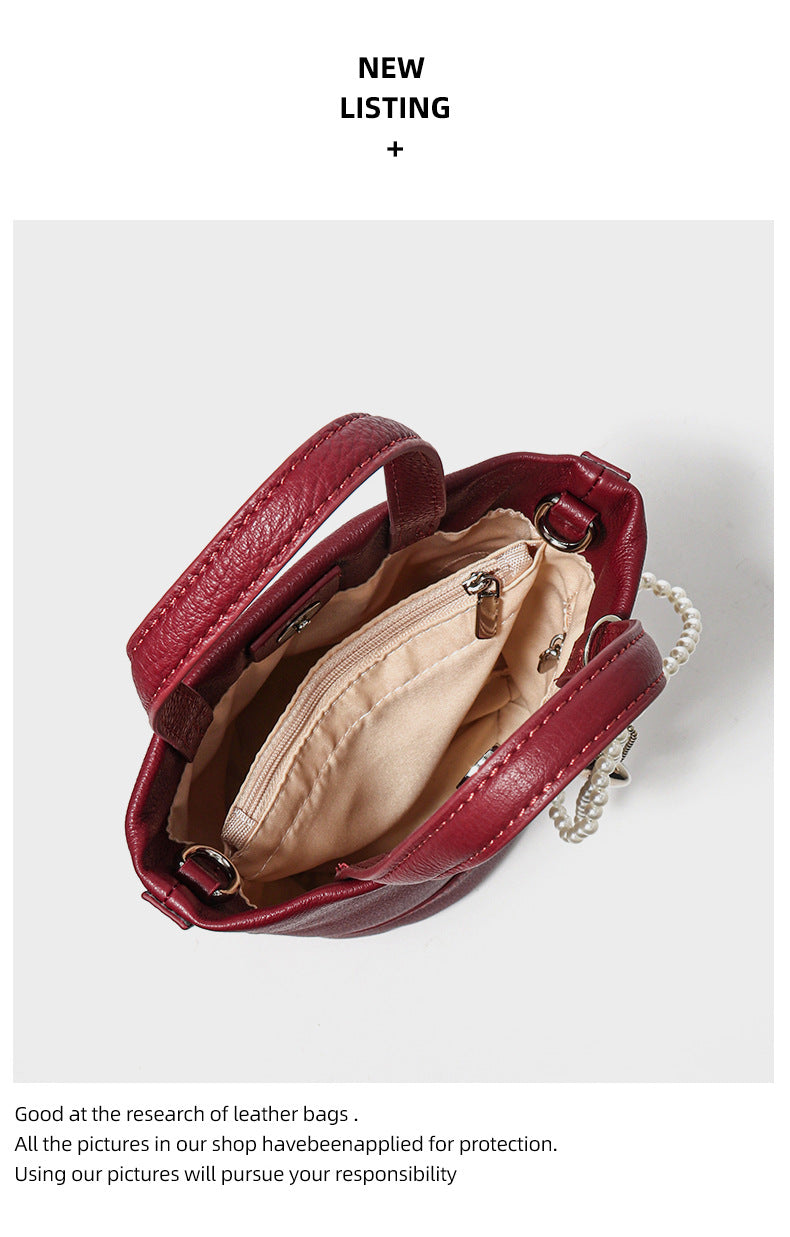 Versatile retro messenger bag genuine leather single shoulder top layer cowhide handbag mini bag