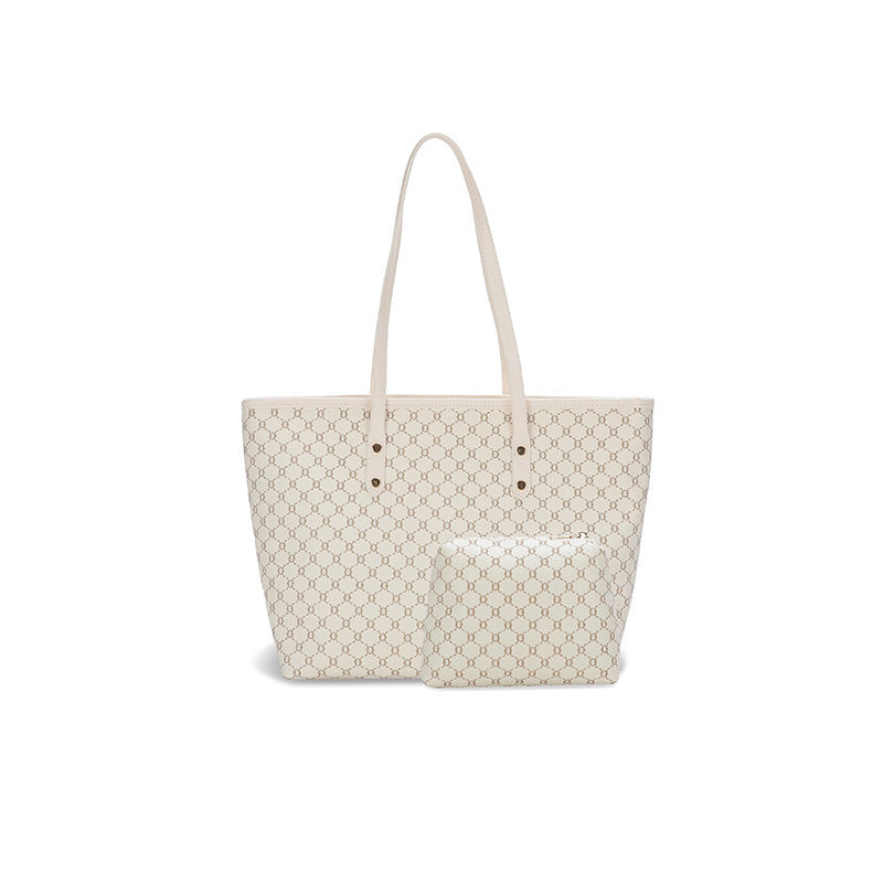 Large capacity mother-and-child bag, shoulder bag, printed plaid tote bag, high-end handbag