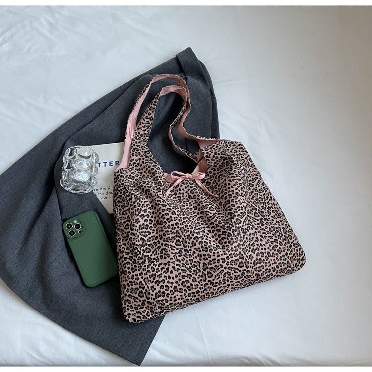 Leopard print tote bag women's large capacity lightweight versatile shopping bag shoulder bag