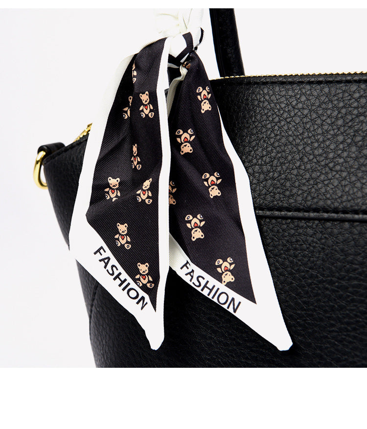 Large Capacity Commuter Crossbody Bag Women's Tote Bag with Silk Scarf Handbag