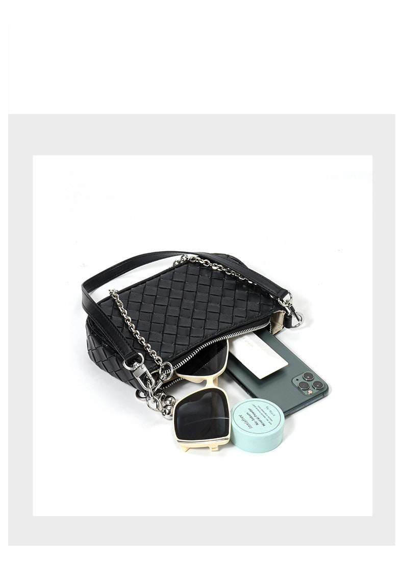 Genuine leather shoulder bag high-end versatile crossbody small square bag