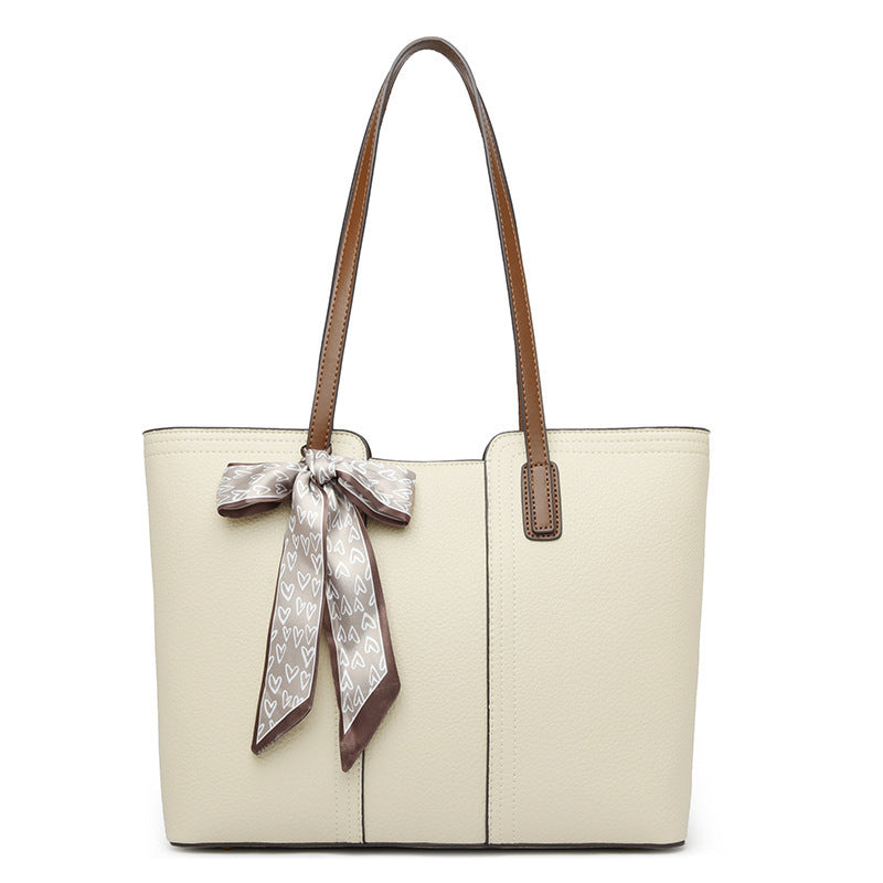 Simple silk scarf tote bag large capacity shoulder bag ladies handbag