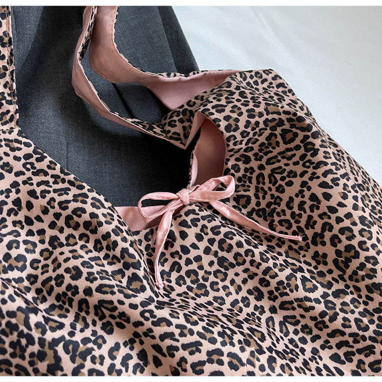 Leopard print tote bag women's large capacity lightweight versatile shopping bag shoulder bag