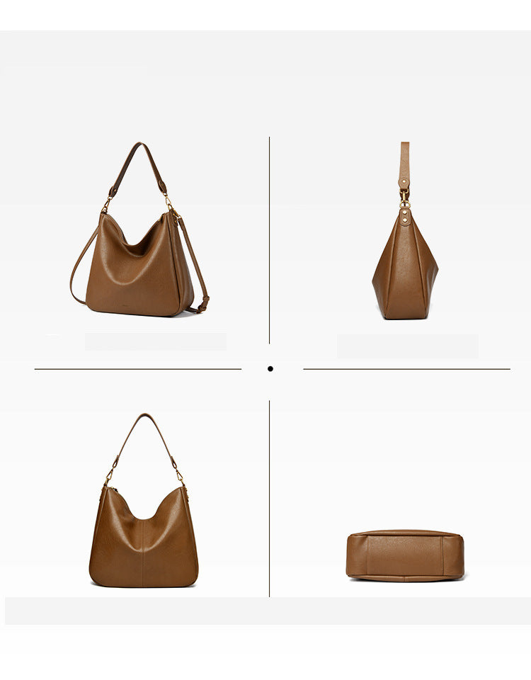 Solid color women's shoulder bag crossbody retro commuter tote bag