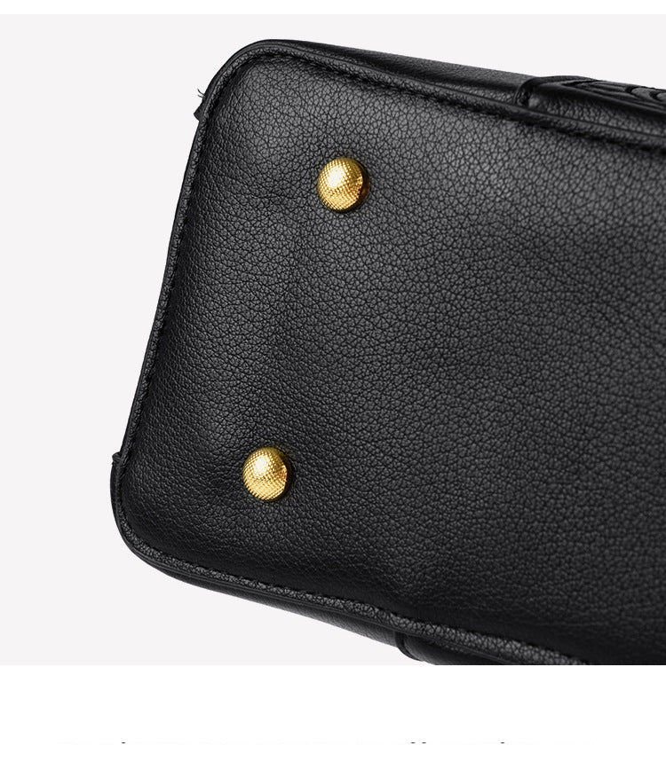 High-grade soft leather women's bag embroidered large-capacity handbag messenger bag