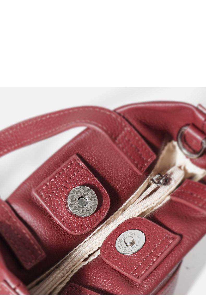 Versatile retro messenger bag genuine leather single shoulder top layer cowhide handbag mini bag