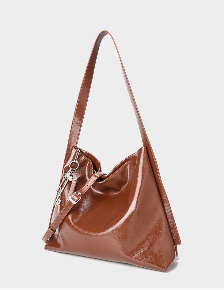Genuine leather women's bag niche soft leather tote bag versatile high-end large capacity cowhide shoulder bag large bag