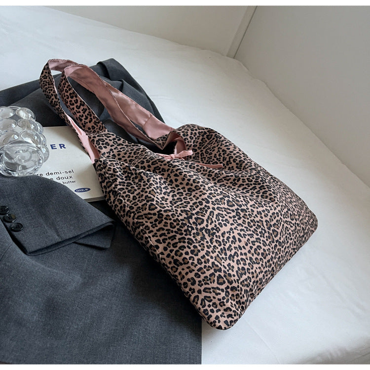 Leopard print tote bag women's large capacity lightweight versatile shopping bag shoulder bag