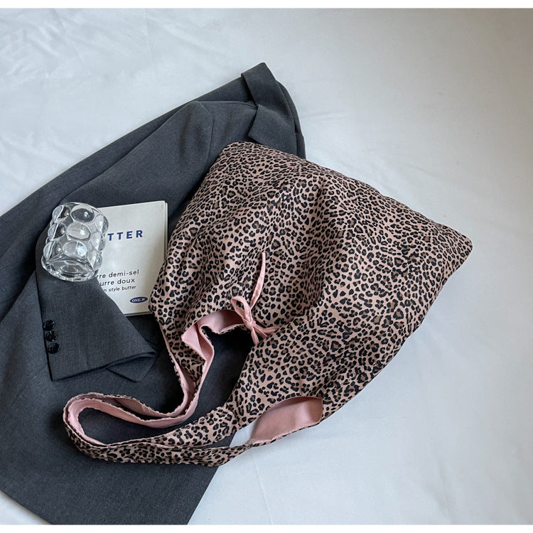 Leopard print tote bag women's large capacity lightweight versatile shopping bag shoulder bag