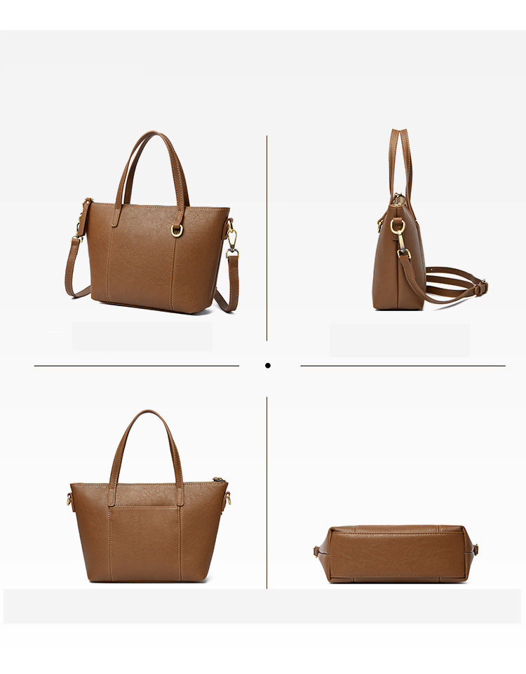 High-end large-capacity casual tote bag simple solid color shoulder bag