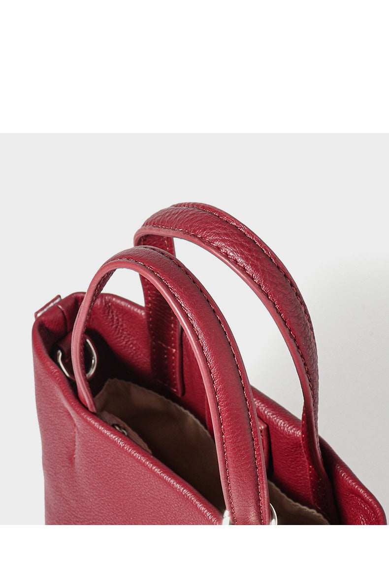 Versatile retro messenger bag genuine leather single shoulder top layer cowhide handbag mini bag