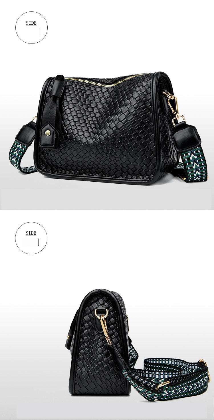 Woven pattern simple versatile commuter shoulder bag large capacity crossbody bag dumpling bag