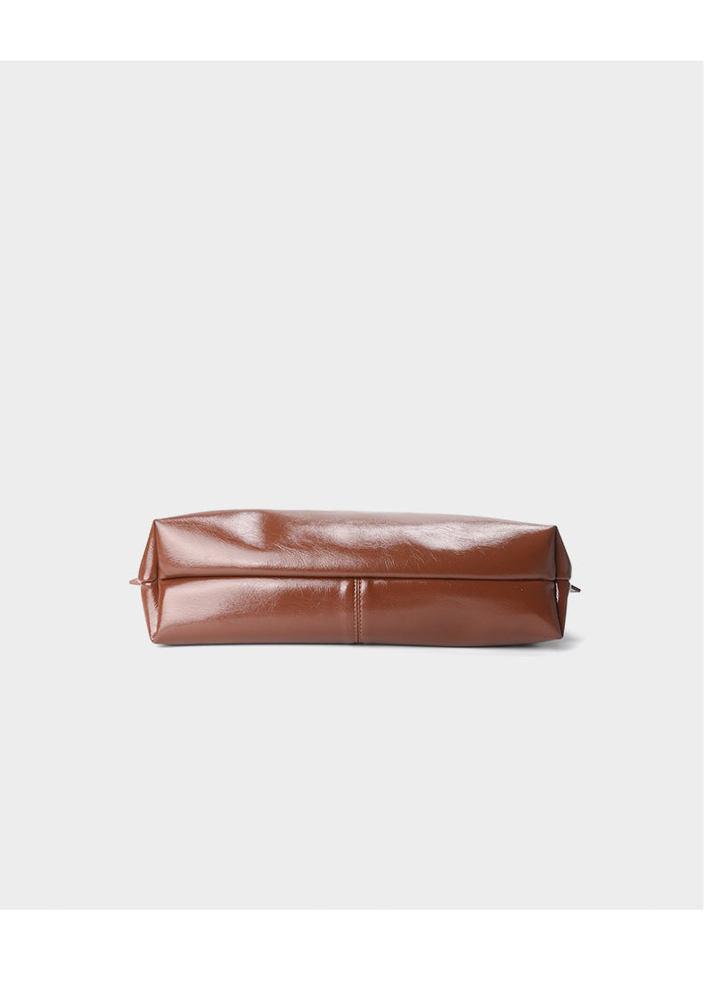 Genuine leather women's bag niche soft leather tote bag versatile high-end large capacity cowhide shoulder bag large bag