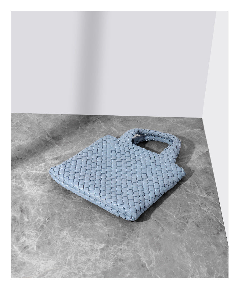 Hand-woven bucket bag genuine leather women's bag fashionable small tote bag handheld shoulder messenger bag