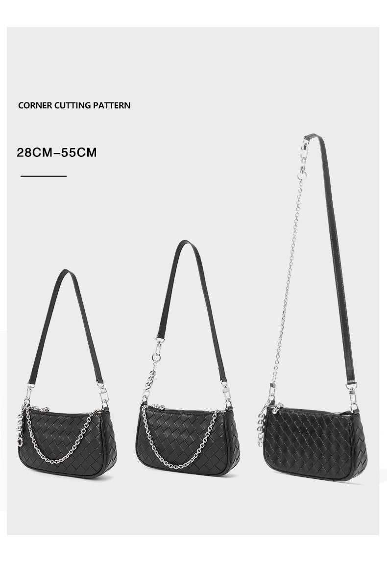 Genuine leather shoulder bag high-end versatile crossbody small square bag