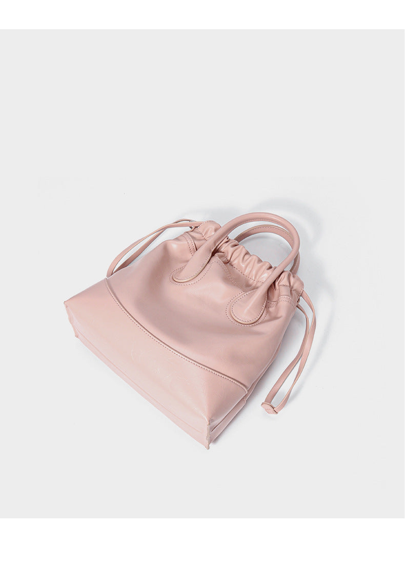 Fashion women's bag bucket bag genuine leather commuter bag high-end versatile shoulder handbag