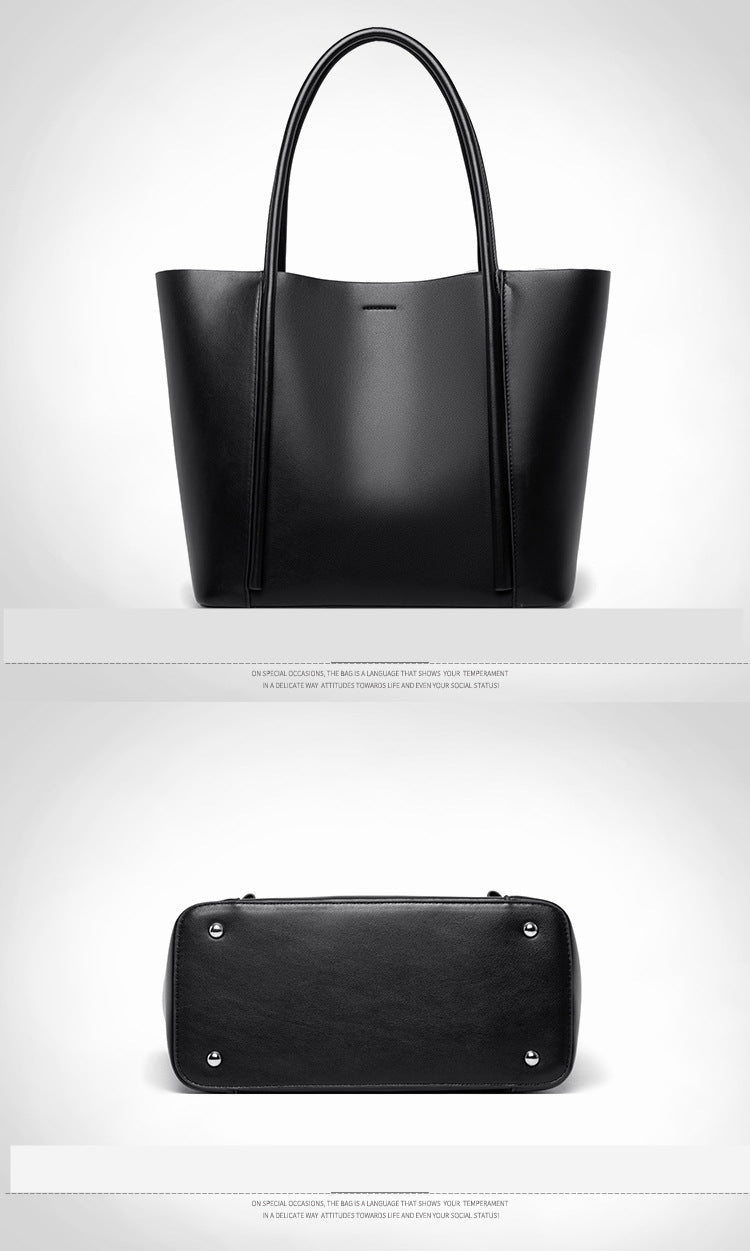 Top layer cowhide mother-and-child bag shoulder bag simple large capacity tote bag