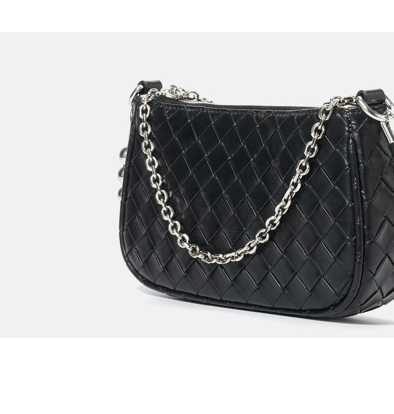 Genuine leather shoulder bag high-end versatile crossbody small square bag