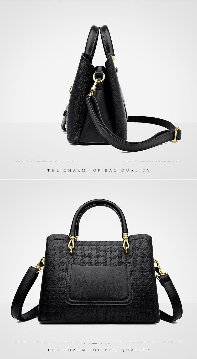 Fashion houndstooth flower handbag large capacity shoulder crossbody bag