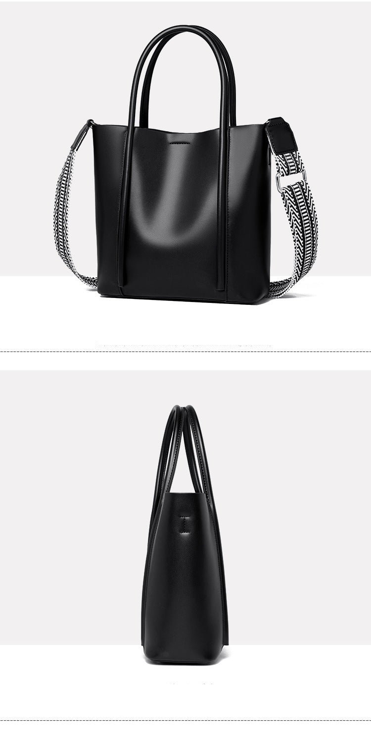 Genuine leather bucket bag first layer cowhide tote bag large capacity high-end handbag for women