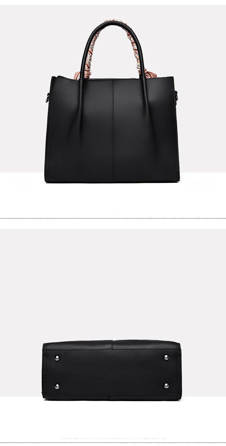 Top layer cowhide shoulder bag large capacity genuine leather women's bag messenger bag fashionable simple tote bag