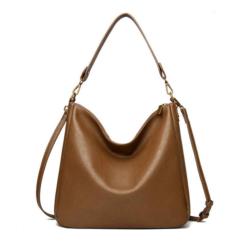 Solid color women's shoulder bag crossbody retro commuter tote bag