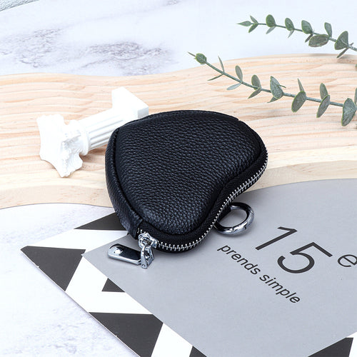 Cowhide coin purse heart-shaped storage bag mini simple bag pendant