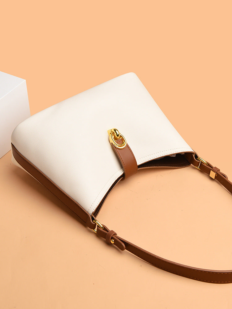 Genuine leather mother-and-child bag cowhide pattern crescent moon women's bag
