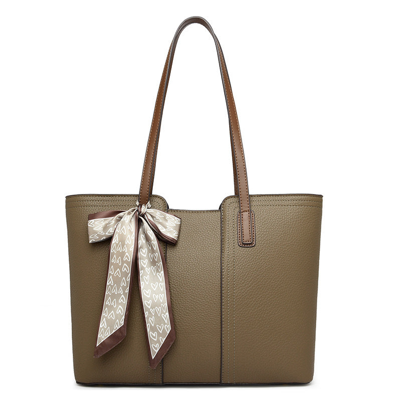 Simple silk scarf tote bag large capacity shoulder bag ladies handbag