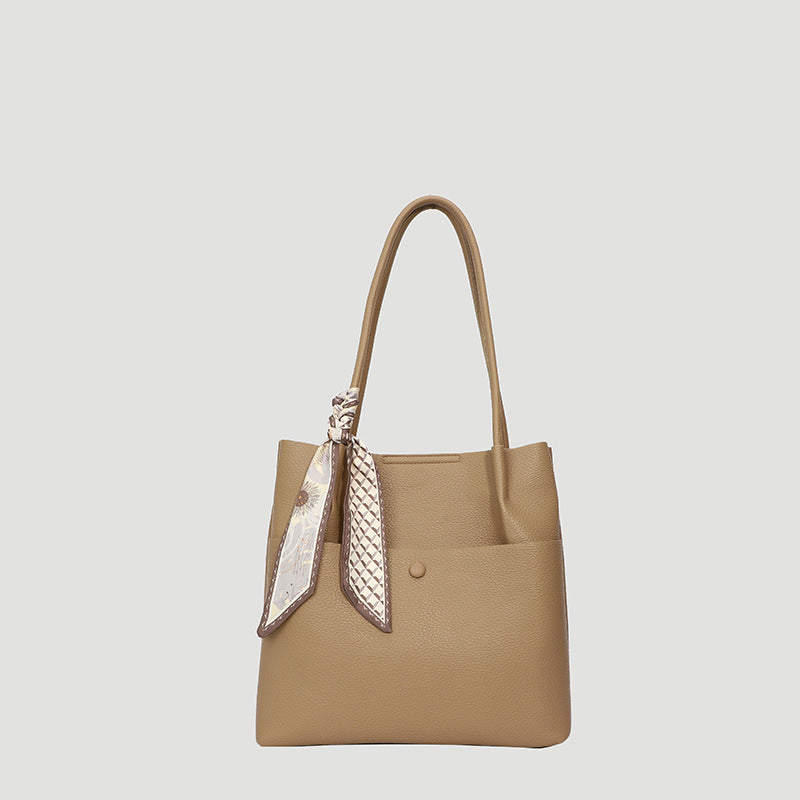 Litchi pattern hand-held fashionable simple large capacity tote bag women's shoulder bag