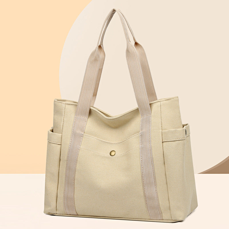 Large capacity tote canvas bag commuter versatile shoulder bag
