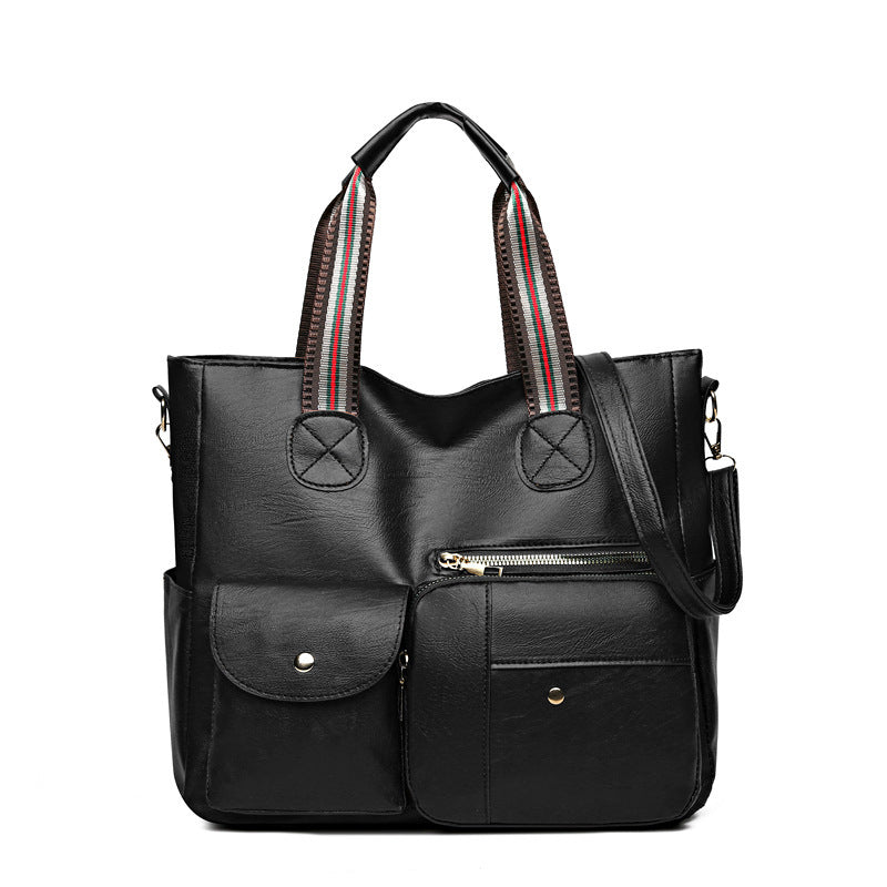 Soft leather handbag fashionable retro versatile shoulder messenger bag large capacity handbag for women