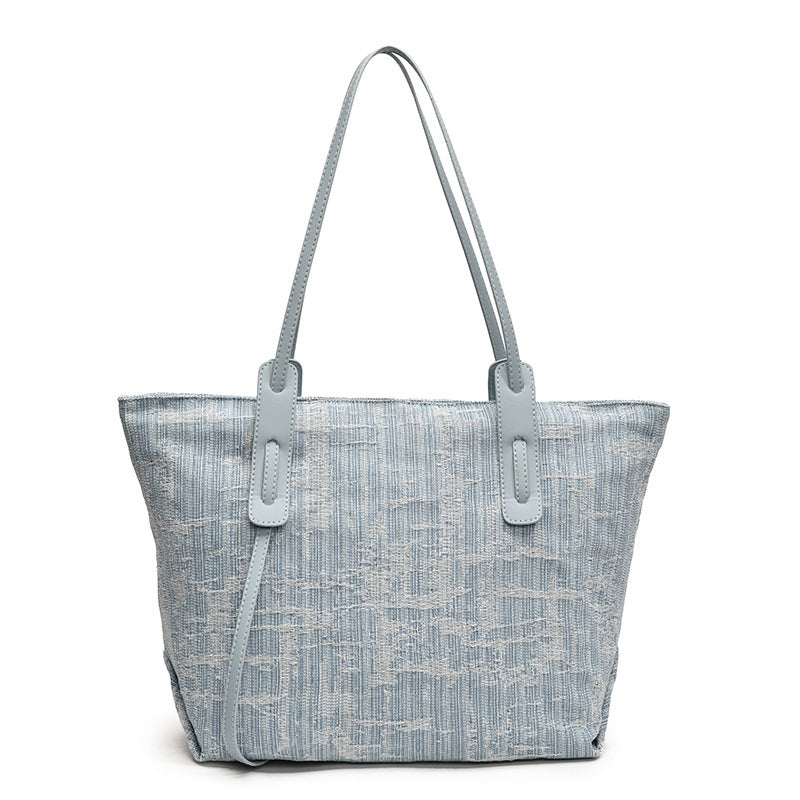 Thickened Washed Denim Tote Bag Vintage Women's Shoulder Bag High-end Handbag
