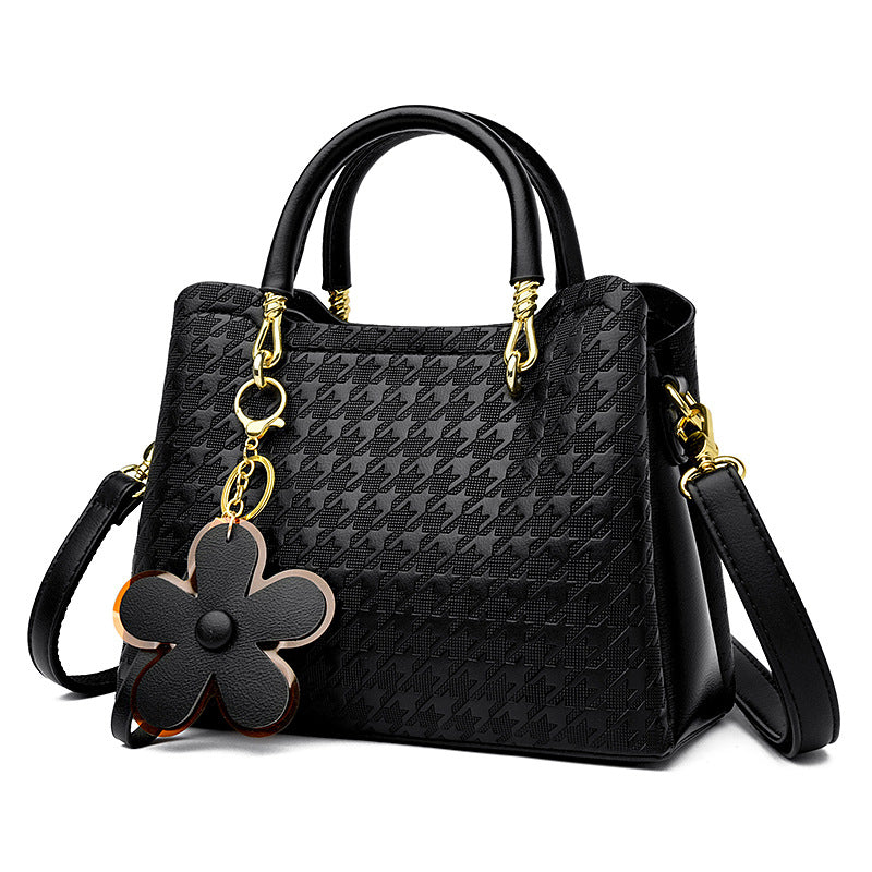 Fashion houndstooth flower handbag large capacity shoulder crossbody bag