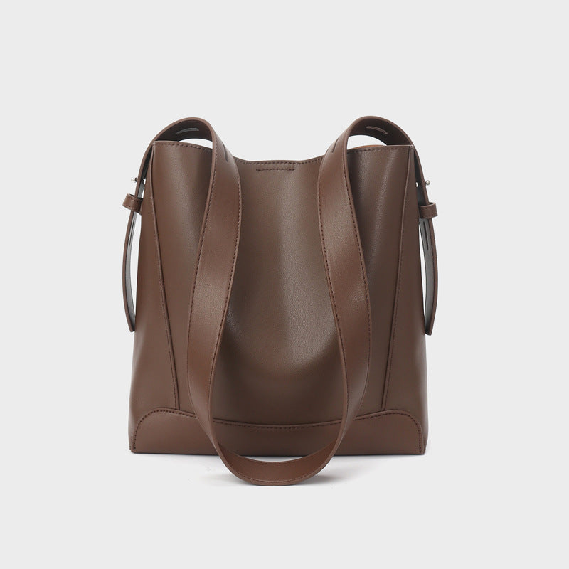 Large capacity crossbody bag all-match women's bag genuine leather shoulder bag commuter bucket bag