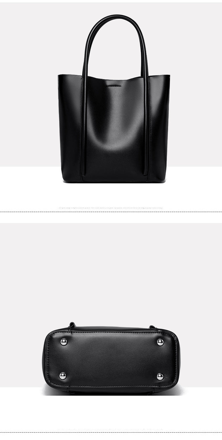 Genuine leather bucket bag first layer cowhide tote bag large capacity high-end handbag for women