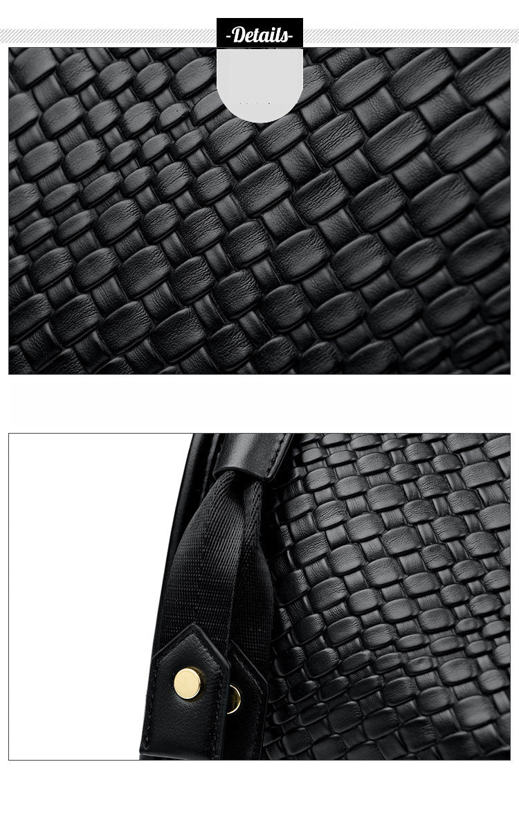 Woven pattern simple versatile commuter shoulder bag large capacity crossbody bag dumpling bag