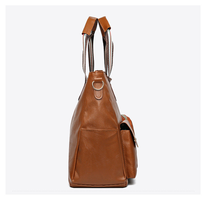 Soft leather handbag fashionable retro versatile shoulder messenger bag large capacity handbag for women