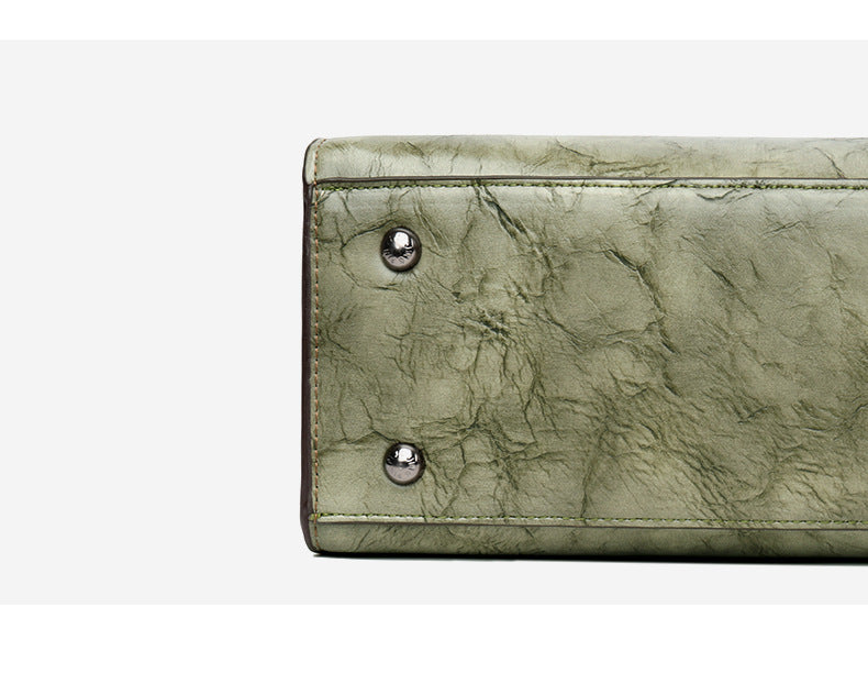Genuine leather vintage texture large capacity handbag