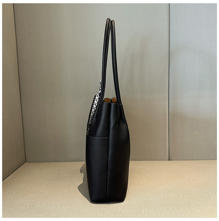 Litchi pattern hand-held fashionable simple large capacity tote bag women's shoulder bag