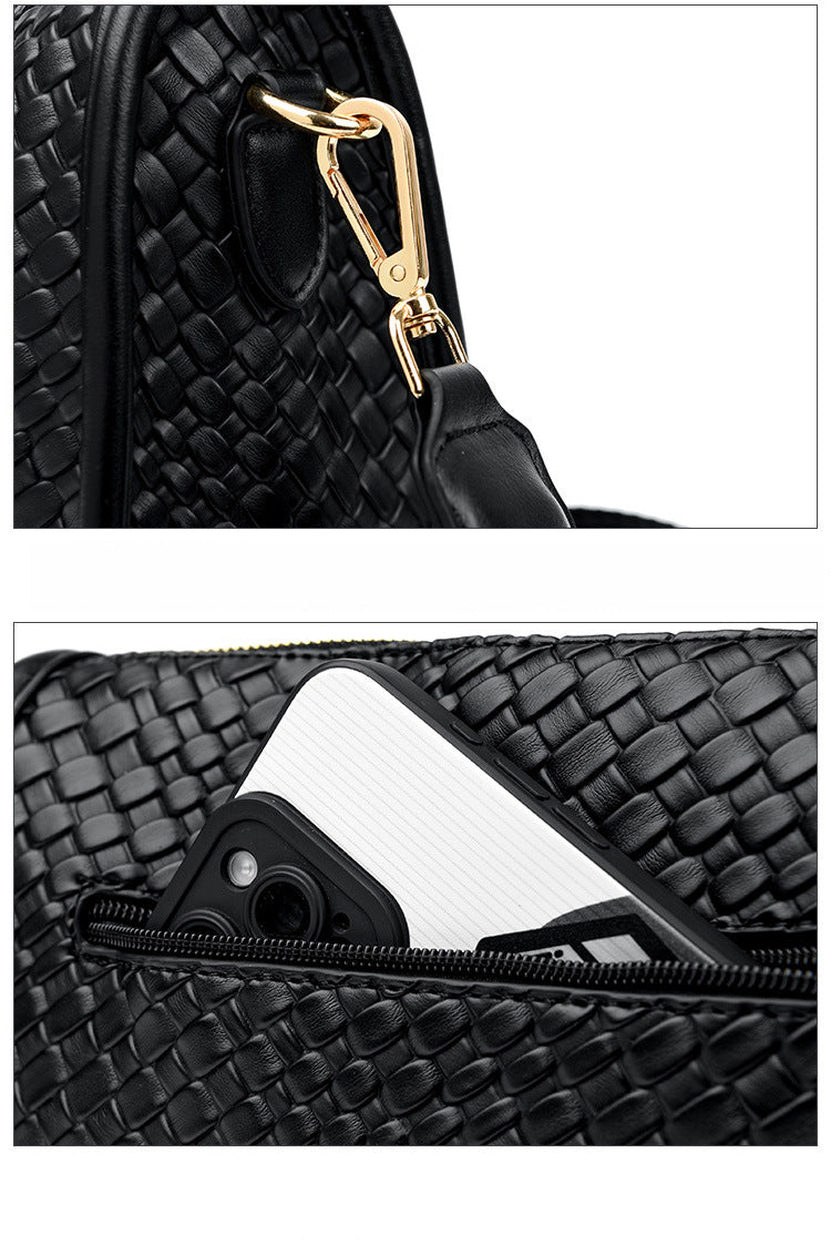 Woven pattern simple versatile commuter shoulder bag large capacity crossbody bag dumpling bag