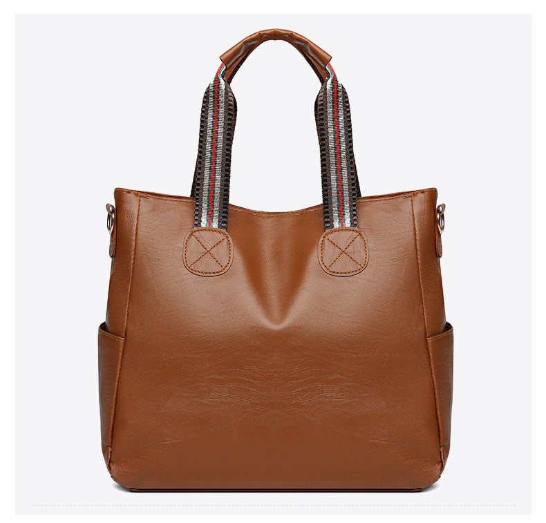 Soft leather handbag fashionable retro versatile shoulder messenger bag large capacity handbag for women